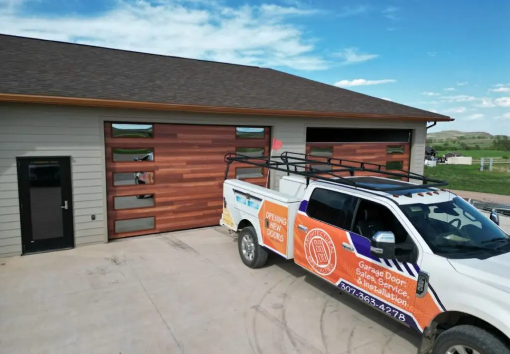 New residential double garage door installation