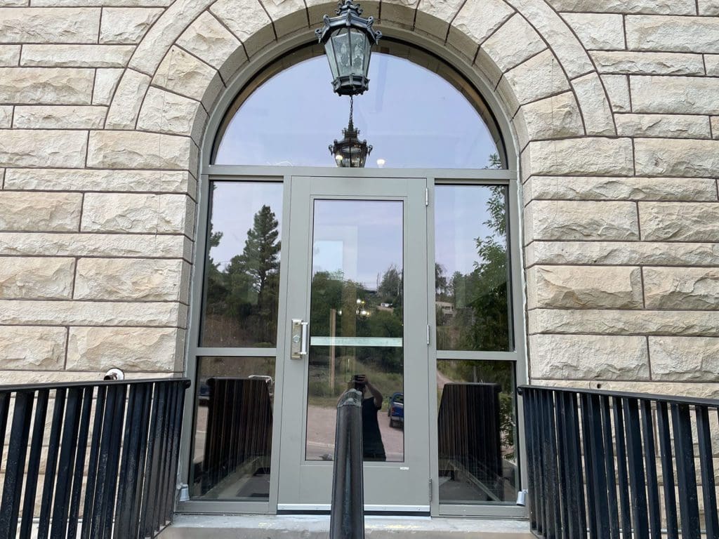 Glass and aluminum commercial door