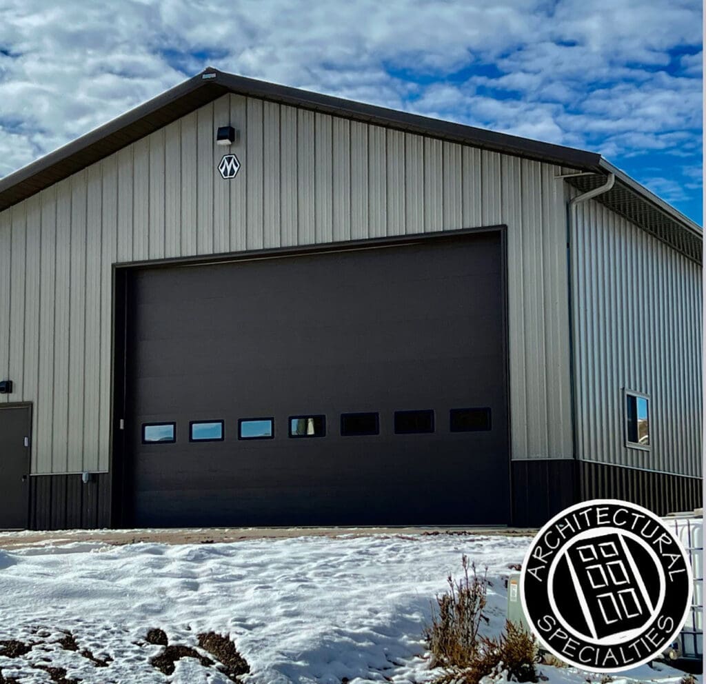 Single modern black commercial garage door