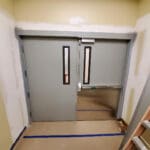 Metal hospital doors