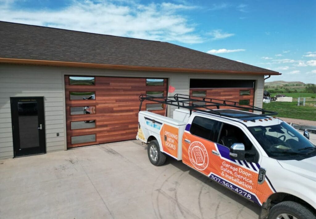 New residential double garage door installation
