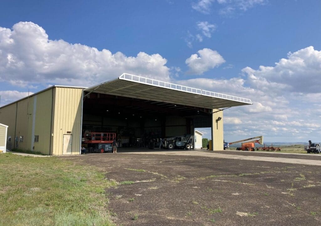 Opened Powerlift Hydraulic Door at Miles City Hangar