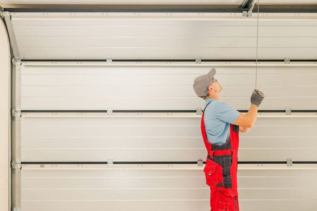 man working on garage door