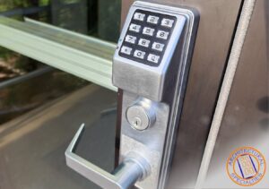 Image of security pad installed on front door by Architectural Specialties.