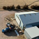 image overhead of barn with new hydraulic PowerLift door