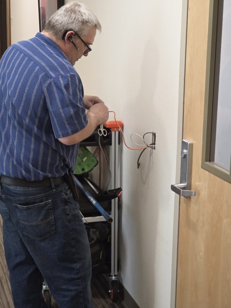 Architectural Specialties crew wiring security system