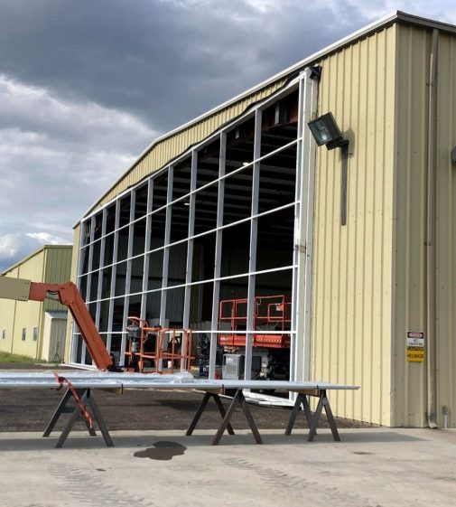 Miles City Smoke Jumpers Hangar with newly installed Powerlift Hydraulic Door