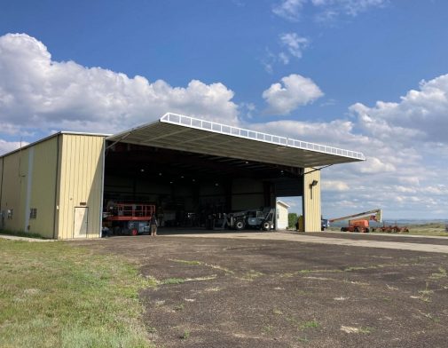 Opened Powerlift Hydraulic Door at Miles City Hangar Opened Powerlift Hydraulic Door at Miles City Hangar
