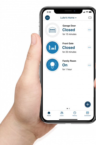 myQ iPhone Hand DeviceList LEFT - w Gates